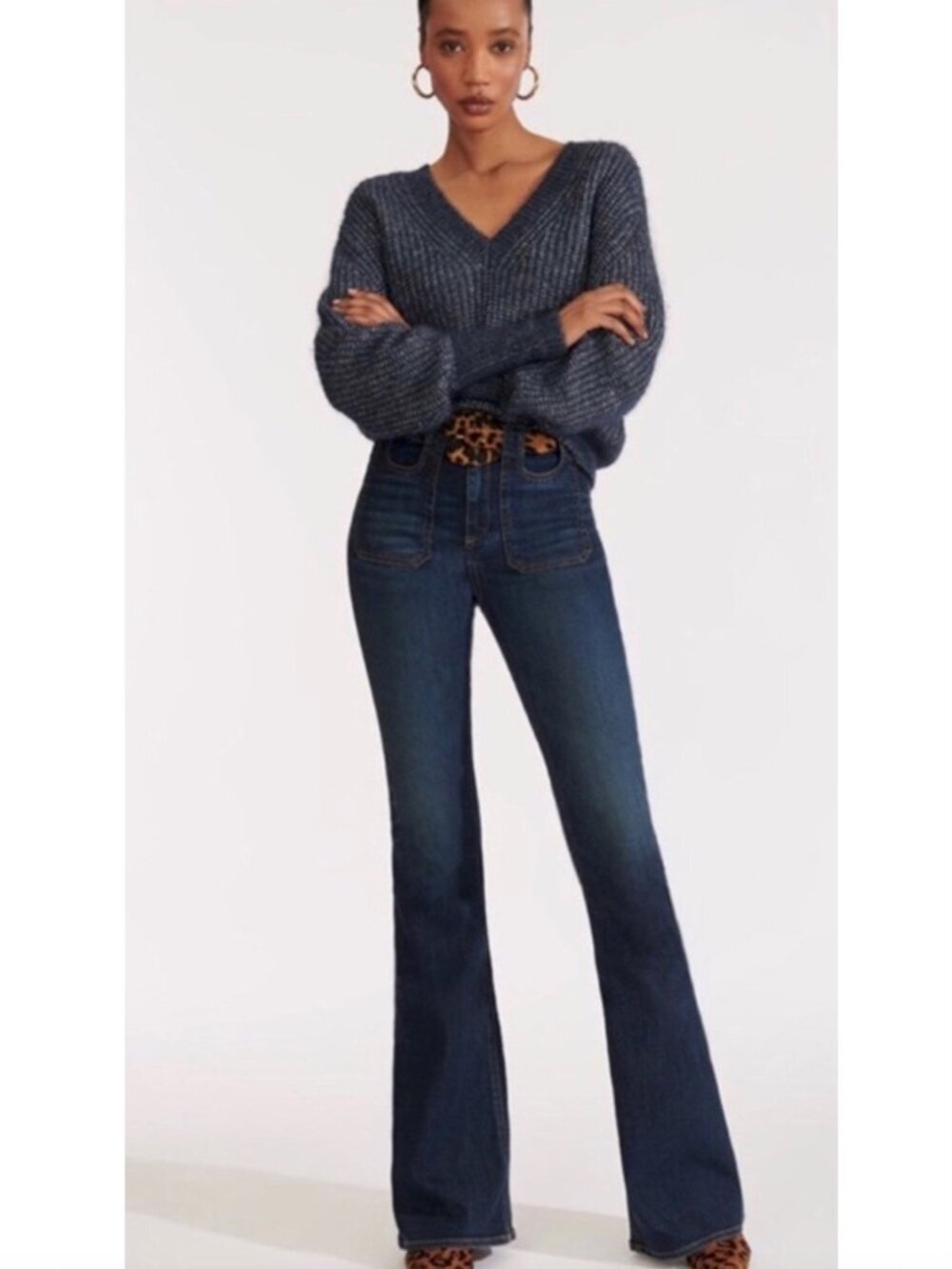 Veronica Beard Beverly Skinny Flare Jean in Dark Vintage Wash